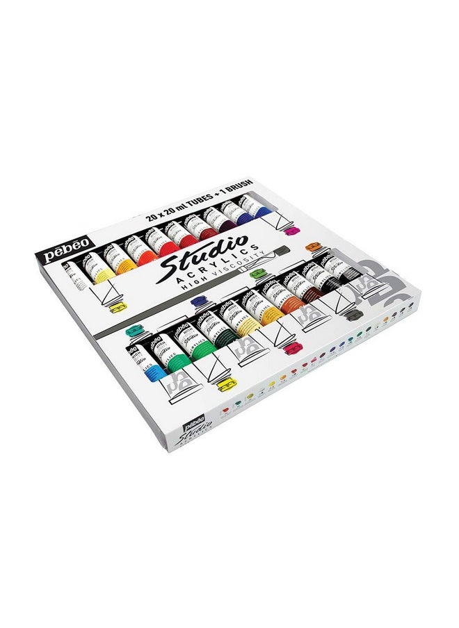 Pebeo Fine Studio Acrylics High Viscosity 28 Piece Set Set Of 20 X 20 Ml 13 Fl Oz  - Image 1