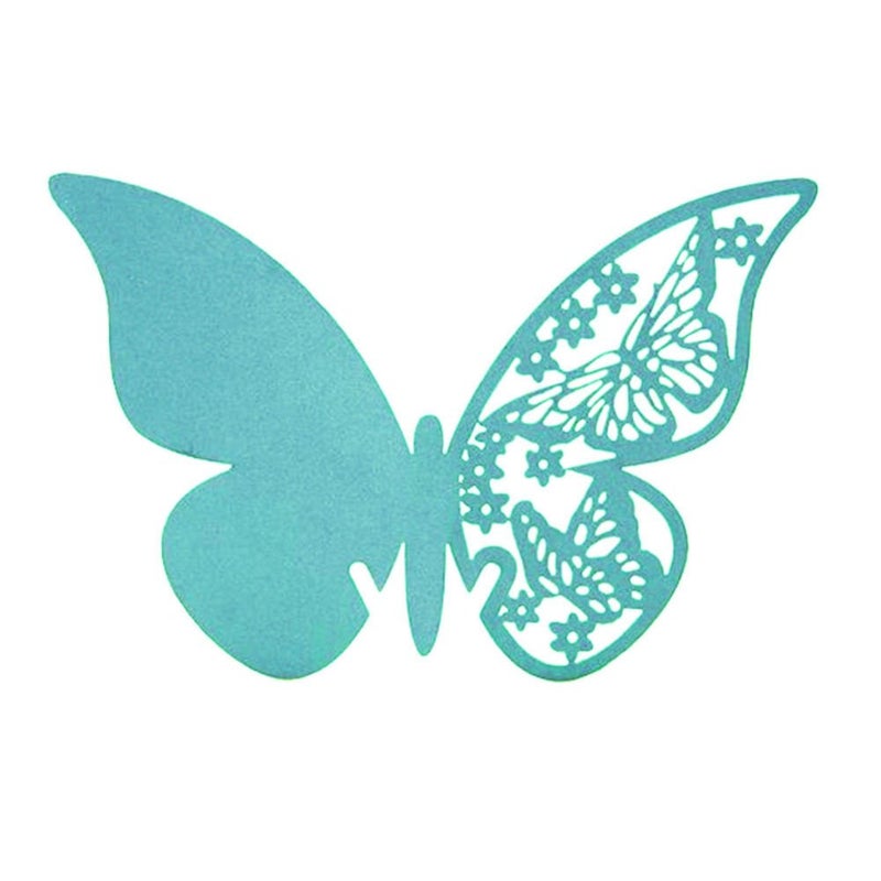 AKOAK AKOAK Pearlized Paper Butterfly Table Number Place Card Name Card Wine Glass Cup Decoration Wall Decals Sticker for Wedding Party Favor Decor50 Counts Light Blue