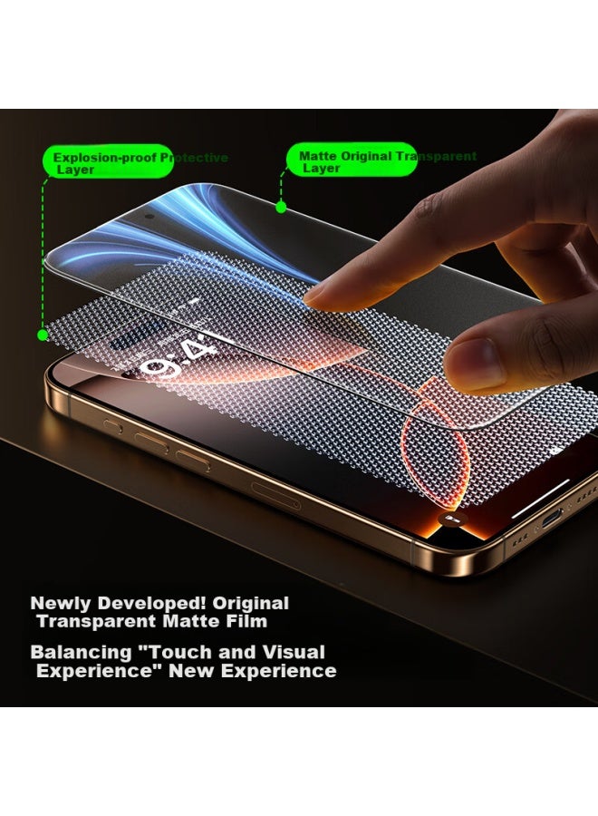 SmartDevil حماية شاشة زجاجية مقساة سمارت ديفيل لجهاز آيفون 16 برو، شاشة كاملة عالية الدقة مضادة للانفجار غير لامعة مضادة للبصمات إحساس لمسة سلسة مقاومة للغبار سماعة أذن 2-pack - Image 2