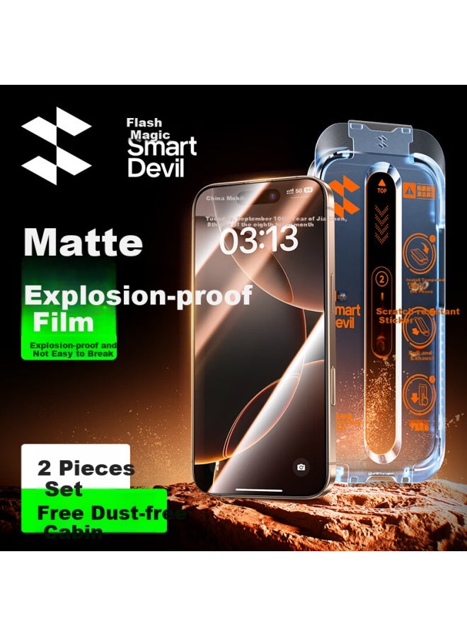 SmartDevil حماية شاشة زجاجية مقساة سمارت ديفيل لجهاز آيفون 16 برو، شاشة كاملة عالية الدقة مضادة للانفجار غير لامعة مضادة للبصمات إحساس لمسة سلسة مقاومة للغبار سماعة أذن 2-pack - Image 1