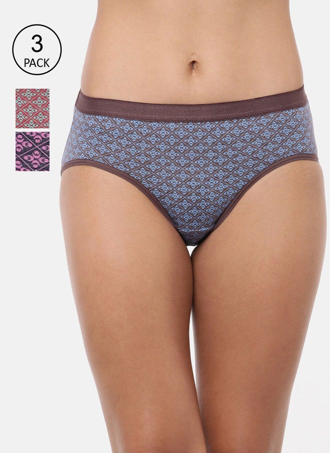 Red Rose RedRose Women Pack Of 3 Assorted Hipster Briefs - Image 1