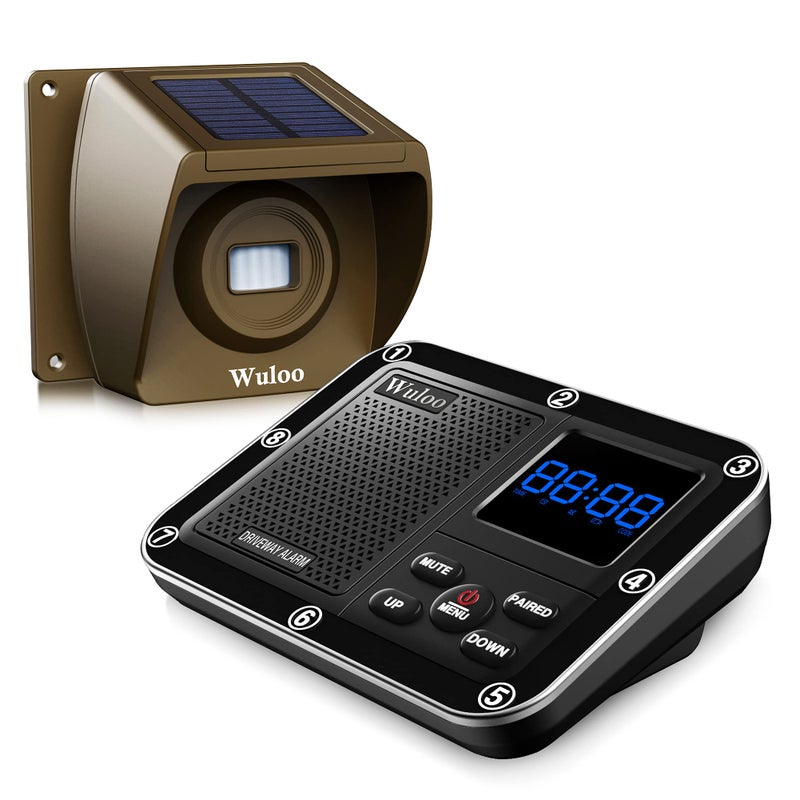 Wuloo Solar Driveway Alarm Wireless Outside 1800ft Range Outdoor Motion Sensor Detector Driveway Alert System with Rechargeable BatteryWeatherproofMute Mode11Brown - Image 2