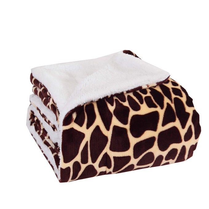 MICROMINKSHERPA LUXURIOUS SOFT 50INCH BY 60INCH BLANKET THROW GIRAFFE