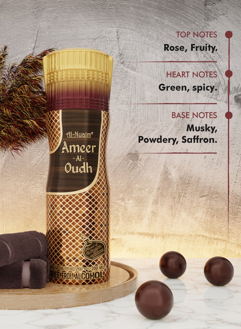 Al Nuaim Ameer Al Oudh Unisex Deodorant - 200ml | Alcohol Free Deo | Body Spray | Long Lasting Perfumed Spray - Image 5