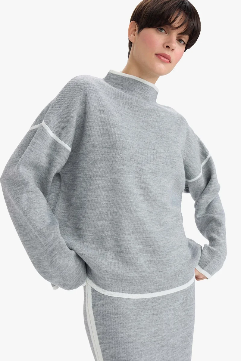 ديفاكتو Oversize Fit Half Turtleneck Knitwear Pullover