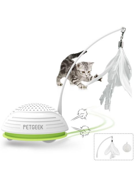 PETGEEK Automatic Cat Toy, Interactive Cat Toy with Mouse Sound Squeaky, Kitty Toys for Cat Small, Feather Cat Toys for Indoor Cats, Best Gift for Birthday, Thanksgiving, Christmas, New Year