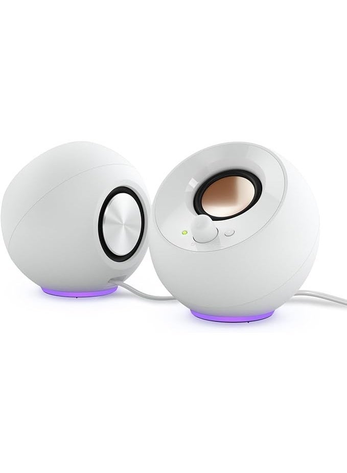 Creative Pebble SE Minimalist 2.0 USB-C Powered PC Speakers with RGB Lighting​, 3.5 mm AUX-in, Up to 4.4W RMS Power for Computers and Laptops (White) - Image 1