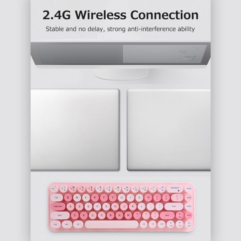 MOFii 2.4G Wireless Keyboard Combo 68 Keys Wireless Keyboard Ergonomic 3-gear Adjustable DPI Green - Image 3