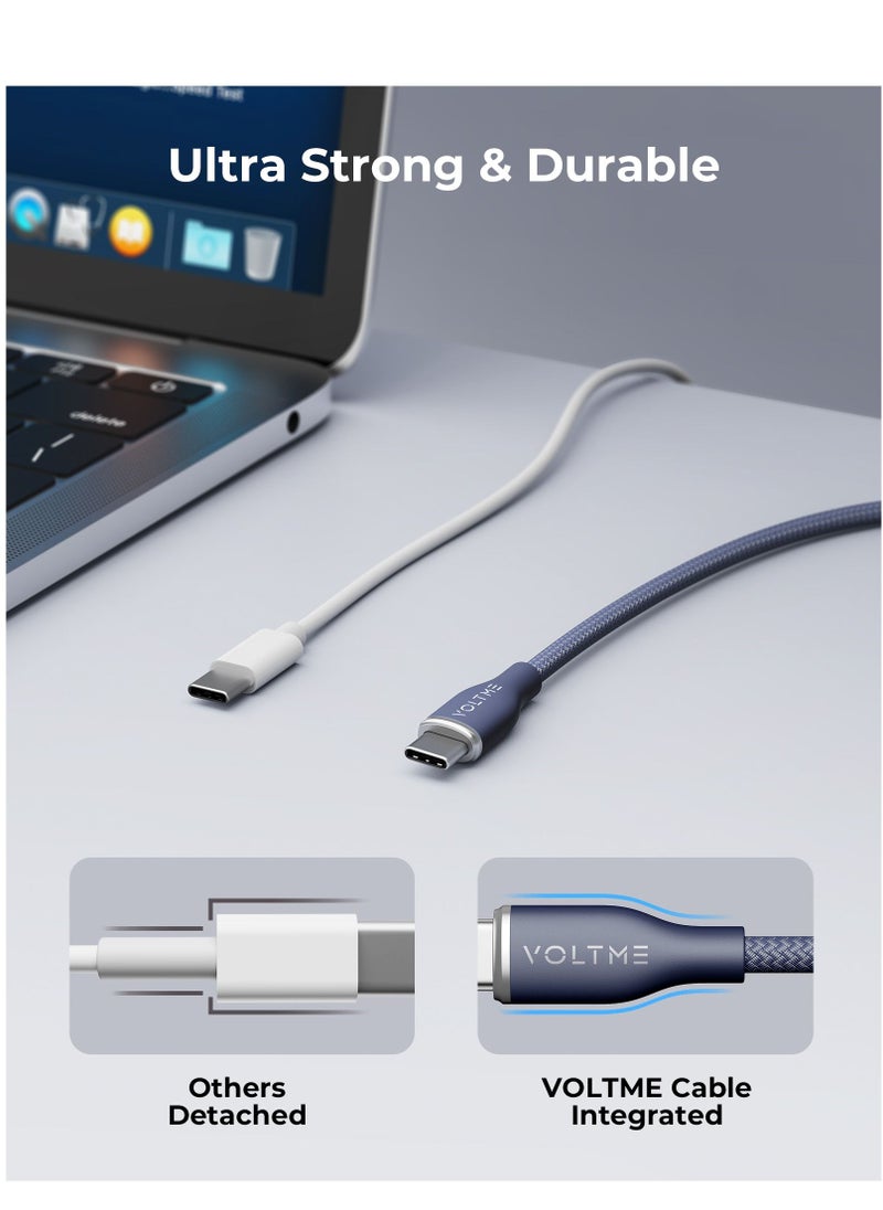VOLTME - USB C to USB C Cable - Powerlink Rugg Double Nylon Fast Charging Cord 1.8m - 60W Power Delivery PD Compatible with iPhone 16 Series, iPhone 15 Series, iPad Pro/Air, MacBook Pro/Air, Galaxy S24/S23 Ultra, Huawei P60, Xiaomi, and More - Durable & High-Speed Charging- Blue - Image 1