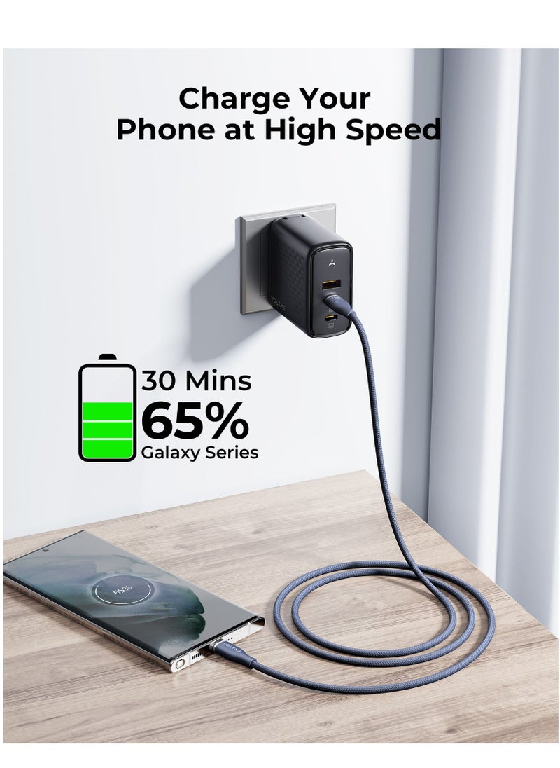 VOLTME - USB C to USB C Cable - Powerlink Rugg Double Nylon Fast Charging Cord 1.8m - 60W Power Delivery PD Compatible with iPhone 16 Series, iPhone 15 Series, iPad Pro/Air, MacBook Pro/Air, Galaxy S24/S23 Ultra, Huawei P60, Xiaomi, and More - Durable & High-Speed Charging- Blue - Image 1