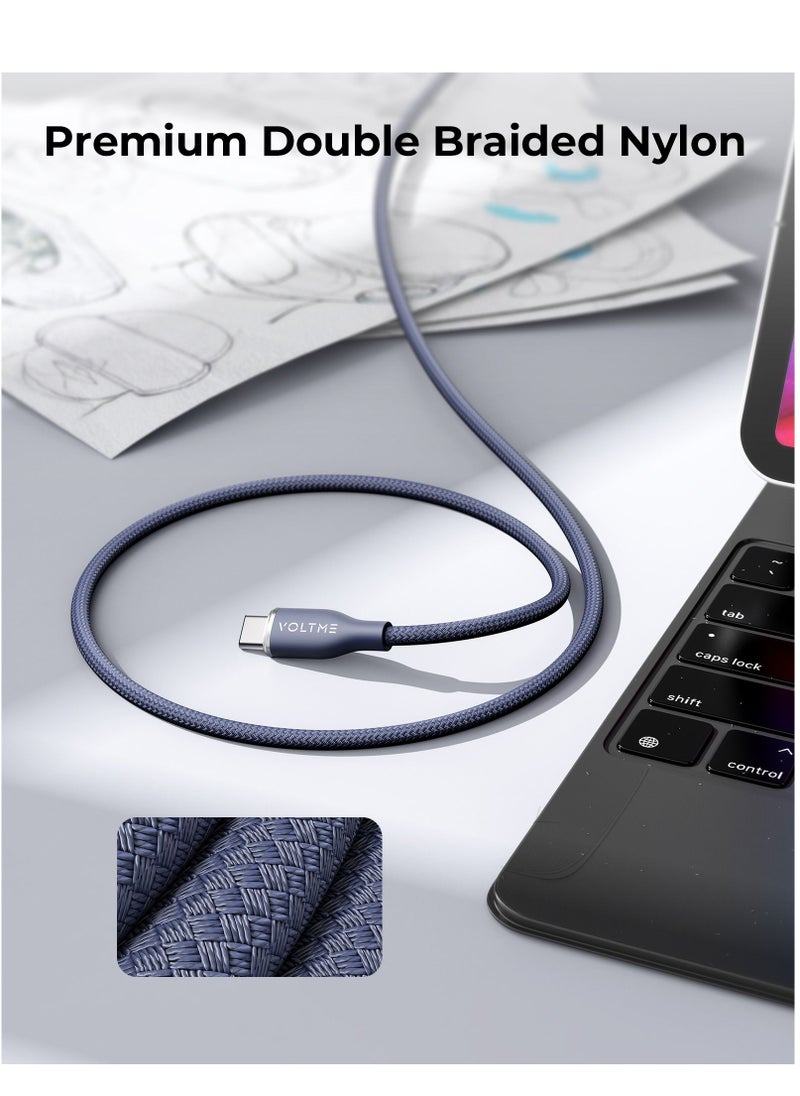 VOLTME - USB C to USB C Cable - Powerlink Rugg Double Nylon Fast Charging Cord 1.8m - 60W Power Delivery PD Compatible with iPhone 16 Series, iPhone 15 Series, iPad Pro/Air, MacBook Pro/Air, Galaxy S24/S23 Ultra, Huawei P60, Xiaomi, and More - Durable & High-Speed Charging- Blue - Image 1