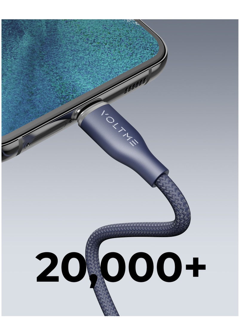 VOLTME - USB C to USB C Cable - Powerlink Rugg Double Nylon Fast Charging Cord 1.8m - 60W Power Delivery PD Compatible with iPhone 16 Series, iPhone 15 Series, iPad Pro/Air, MacBook Pro/Air, Galaxy S24/S23 Ultra, Huawei P60, Xiaomi, and More - Durable & High-Speed Charging- Blue - Image 1