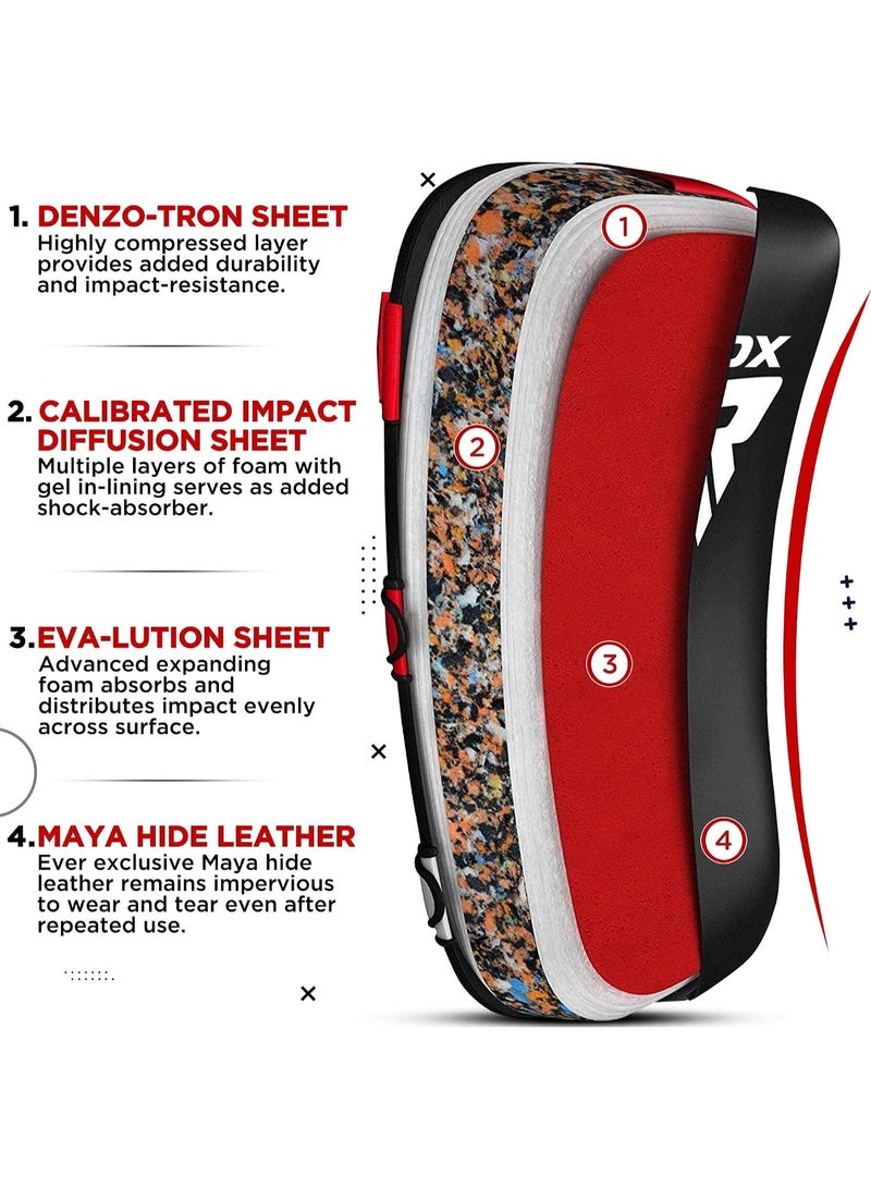 RDX Muay Thai Pad for Training - Curved Kickboxing Strike Shield for MMA, Karate, Taekwondo, and More |Red/Black (APR-T1R) - Image 5