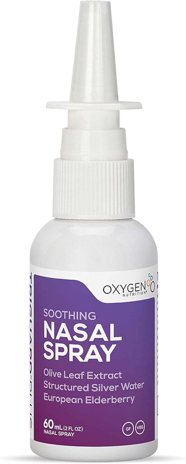 Oxygen Nutrition TriGuard Plus Colloidal Silver Nasal Spray with Olive Leaf Extract & Elderberry Extract | Sinus Treatment, Nose Spray & Immune System Booster 2 oz / 60ml, Made in USA (Packaging May Vary)