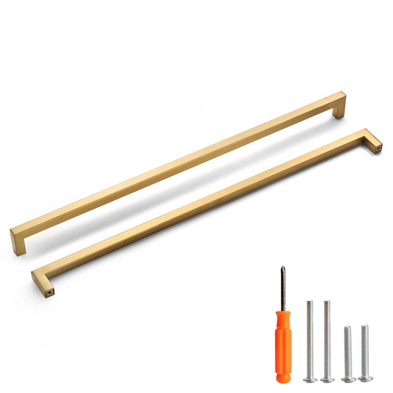 Redunest Cabinet Pulls Gold Cabinet Handles Square Drawer Pulls 20 Pack 18 Inch Stainless Steel Kitchen Door Cupboard Cabinet Handles Drawer Hardware Handles 458mm Hole Centers - Image 2