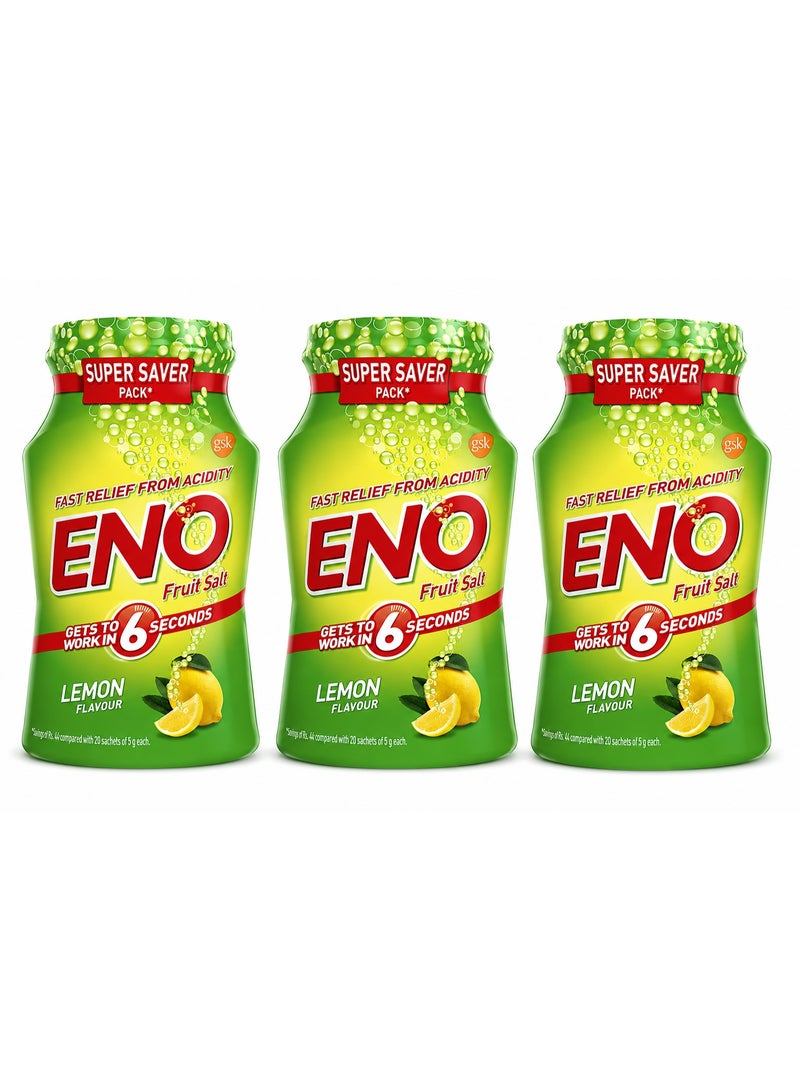 Eno Lemon Flavour Fruit Salt 100g 3PCS | Fast Relief from Acidity & Indigestion | Refreshing Lemon Flavour
