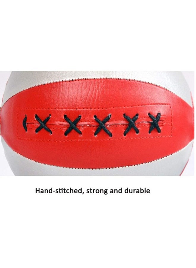 Generic - Boxing Speed Ball Punching Ball Hanging Reflex Striking Bag Suspended Double End Adult Exercise Floor to Ceiling Bag Training Combat Ball Speedball Set M Silver + Red - Image 1