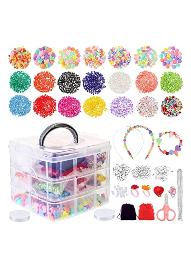 KASTWAVE Bracelets DIY Beads, Beads for Jewelry Bracelet Making Kit, Bead Craft Kit, Glass Seed Letter Art Craft, Small Beads Friendship Bracelet Kit, DIY Art Craft Girls Gifts - Image 1