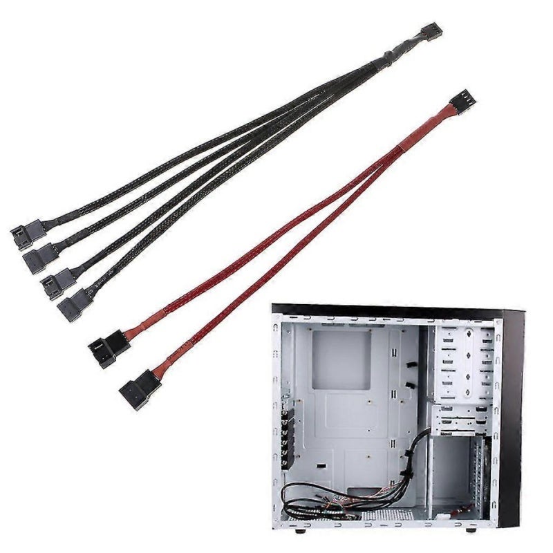 PWM Splitter 4-Pin Black Sleeved Cable: Efficient Cooling - Streamlined Cable Management Fan Hub for PC Computer Cooling Setups - Image 4