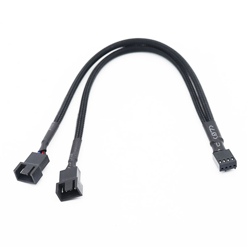 PWM Splitter 4-Pin Black Sleeved Cable: Efficient Cooling - Streamlined Cable Management Fan Hub for PC Computer Cooling Setups - Image 1
