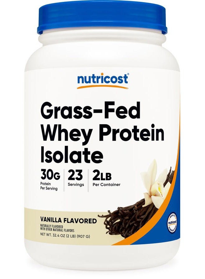 Nutricost Grass-Fed Whey Protein Isolate (Vanilla) 2LBS - Non-GMO, Gluten Free, Natural Flavors - Image 1