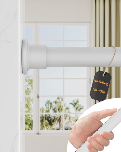 ALLZONE ALLZONE Tension Curtain Rod for Window 83123 Inches Heavy Duty Curtain Rods No Drilling NonSlip Bathroom Shower Tension Rod Renter Friendly Adjustable Spring Loaded Extra Long White