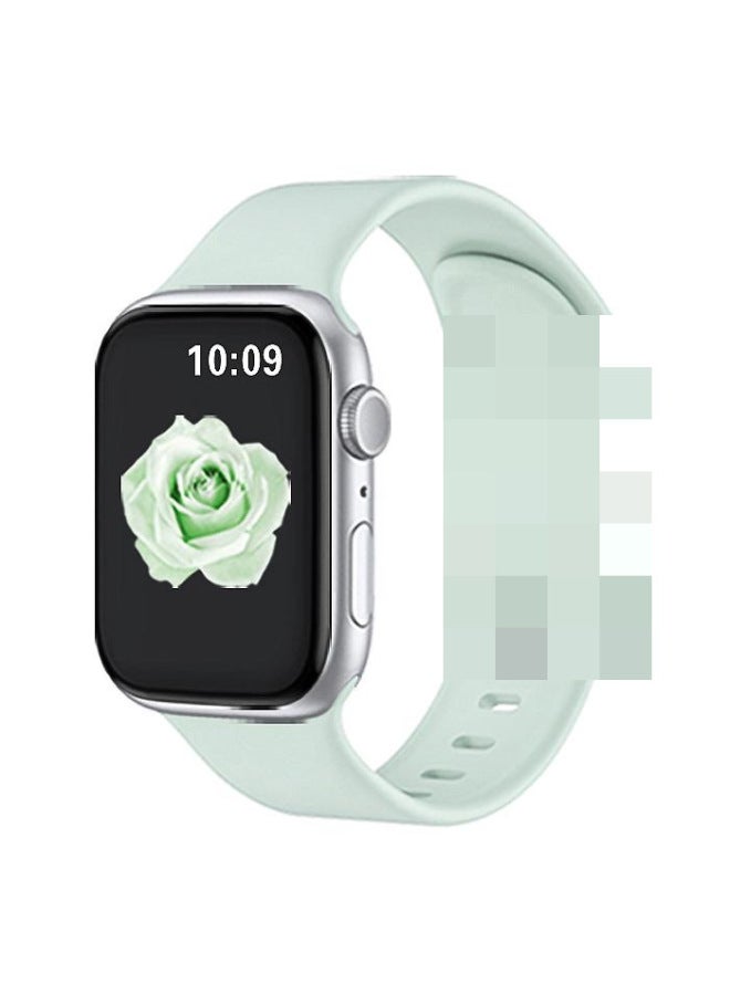For Apple Silicone Strap Iwatch Strap Apple Watch With Butterfly Buckle 8 Buckle Apple Strap Bag Buckle-Color:Gray Green-Specifications:42/44/45/49mm Large Size - Image 1