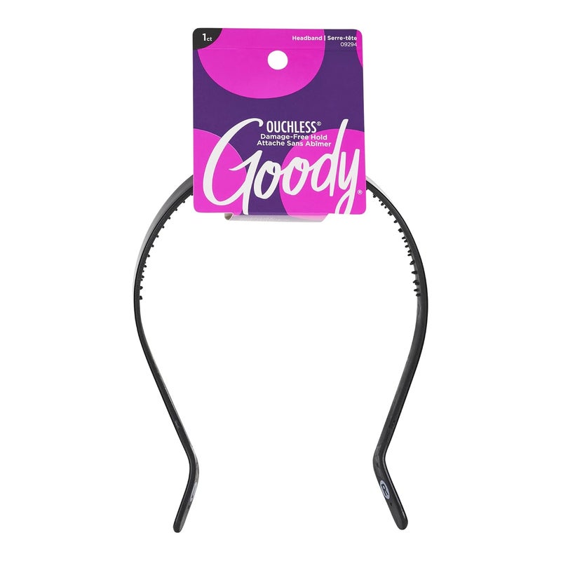 Goody Ouchless Medium Headband with Flex Tips - Flex Teeth Hold Bangs & Layers In Place for a Comfortable Fit - for All Hair Types - Pain-Free Hair Accessories for Women, Men, Boys, and Girls