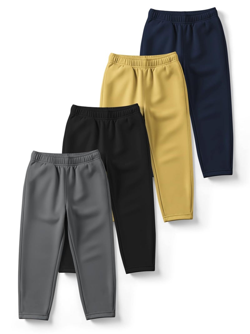 HELLCAT Trendy Solid Cotton Blend Regular Fit Track Pant for Boys - Pack of 4 Dark Grey/Black/Yellow/Navy Blue 5-6 Years - Image 1