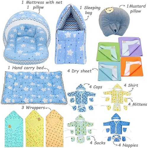 Infantbond by fareto Newborn Baby Bedding Essentials | Daily Needs Items | Hopsital kit Ready Combo | Baby Products All (Pack of 32) (0-6months) (Cloud Blue) - Image 3