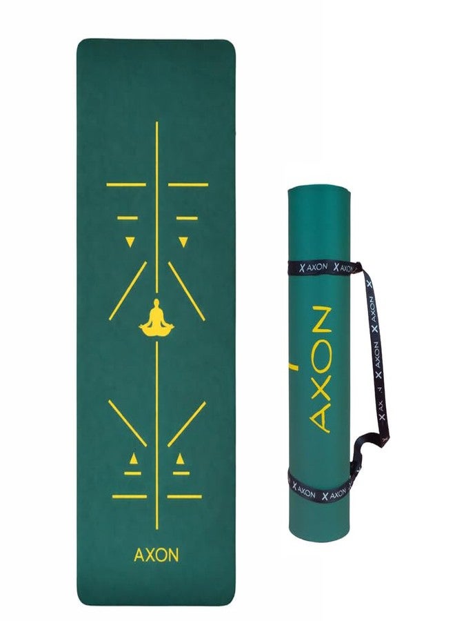 AXON 6mm Yoga Mat Green with Alignment Guidelines Carrying Strap Premium EVA Comfort Grip - Image 1