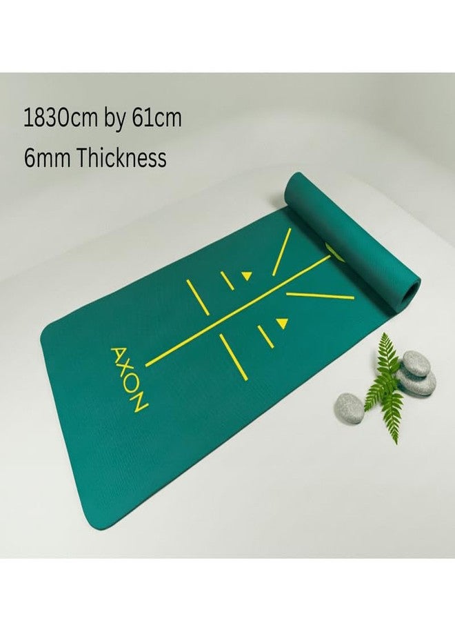 AXON 6mm Yoga Mat Green with Alignment Guidelines Carrying Strap Premium EVA Comfort Grip - Image 3
