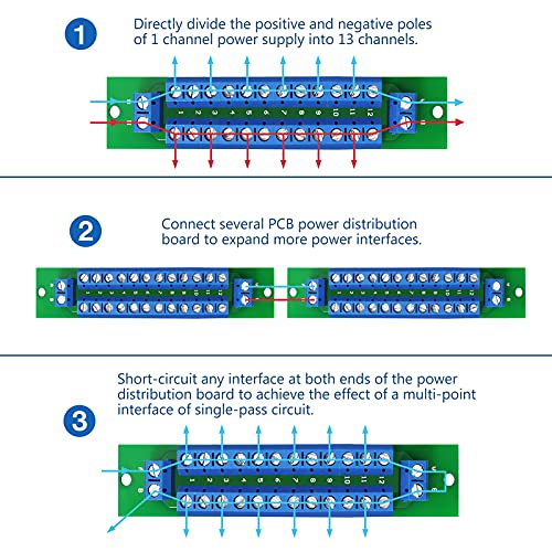 WayinTop PCB Double-Layer Wiring Power Distribution Board Kit, 2 x 12 Position Power Distribution Module 2 Inputs 2 x 13 Outputs for DC AC 24V 10A - Image 2