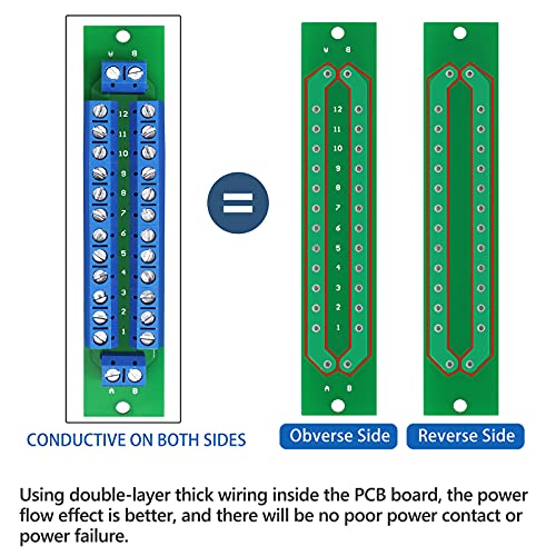 WayinTop PCB Double-Layer Wiring Power Distribution Board Kit, 2 x 12 Position Power Distribution Module 2 Inputs 2 x 13 Outputs for DC AC 24V 10A - Image 3