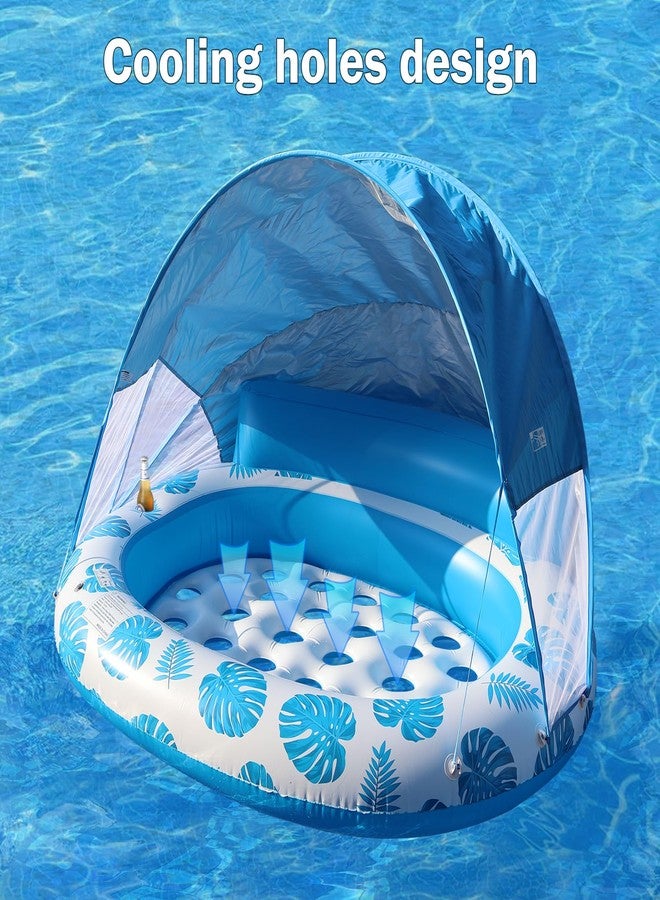 COOLCOOLDEE Inflatable Pool Float with Canopy,2 Person Floating Island,Extra Large with Sun Shade,Blue - Image 5