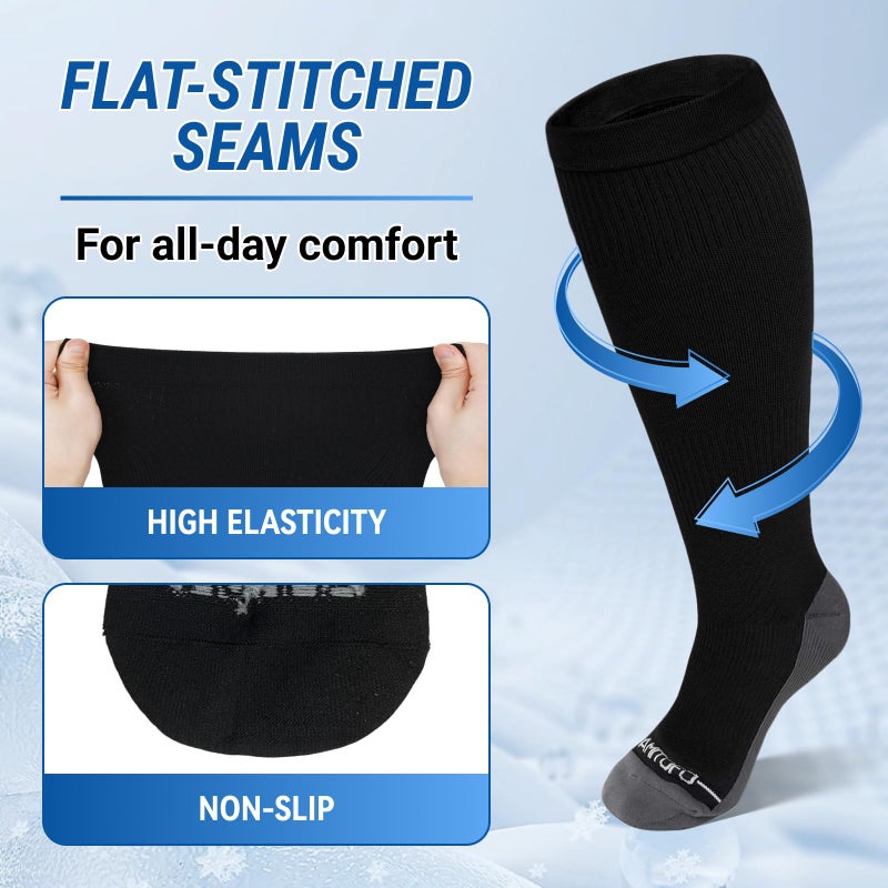 AMITOFO 3 Pairs Plus Size Compression Socks 20-30mmHg for Women Men, Wide Calf Graduated Compression Stockings for Nurses, Pregnant, Travel, Flying(S/M-7XL) - Image 3