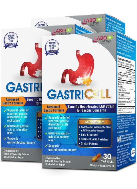 LABO Nutrition GASTRICELL - Eliminate H. Pylori, Relieve Acid Reflux & Heartburn, Regulate Gastric Acid, Natural Treatment, Target The Root Cause of Recurring Gastric Problems, Probiotic (3)