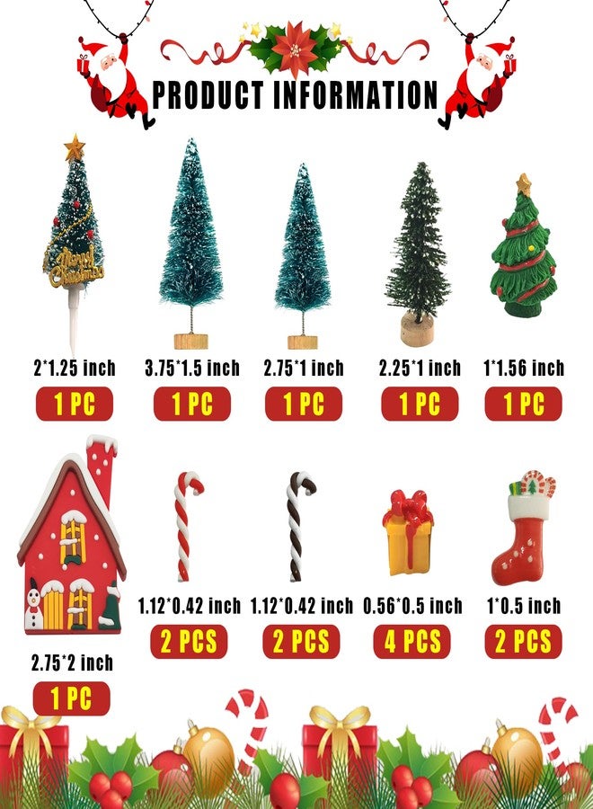 BANBALLON 25pcs Christmas Cake Topper Merry Christmas Cake Decorations Cupcake Toppers with Craft Tree Mini Santa Sleigh Reindeer, Snowman Cake Decoration and Xmas Miniature Ornaments - Image 2