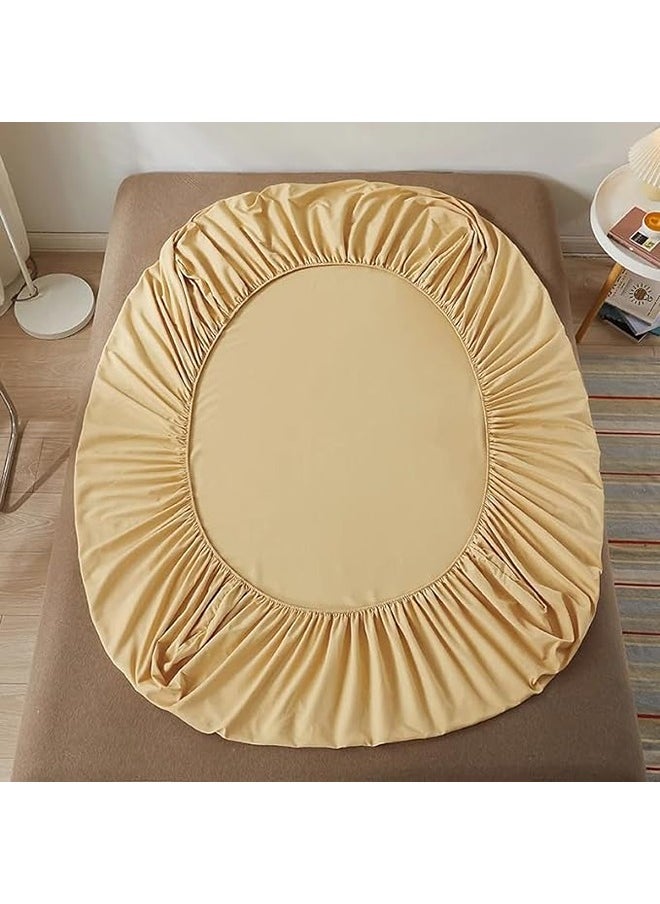 QBED Plain Fitted Sheet Set of 3 for Hotels Homes Touristic Villages Beige  - Image 4