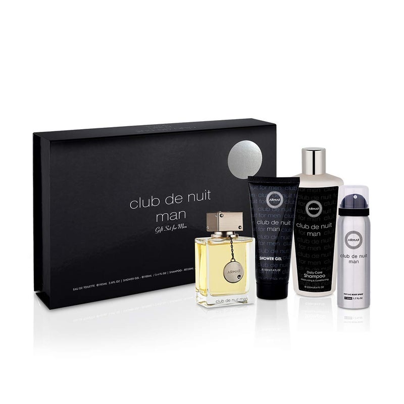 Armaf Club De Nuit Man, 4 Pieces Gift Set, Club De Nuit EDT Man - 105ml + Shower Gel - 100ml + Shampoo - 250ml + Perfume Body Spray - 50ml, For Him - Image 2