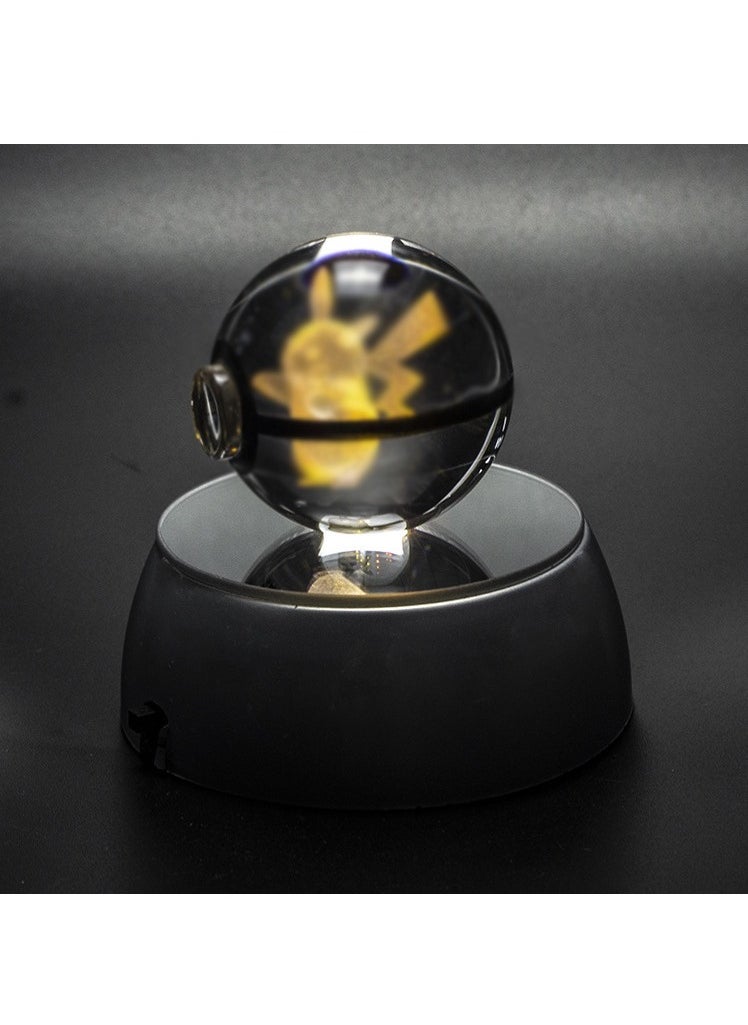 RATSAW - Pokemon Crystal Ball 50MM Pikachu 3D Carved Cartoon Grey - Image 1