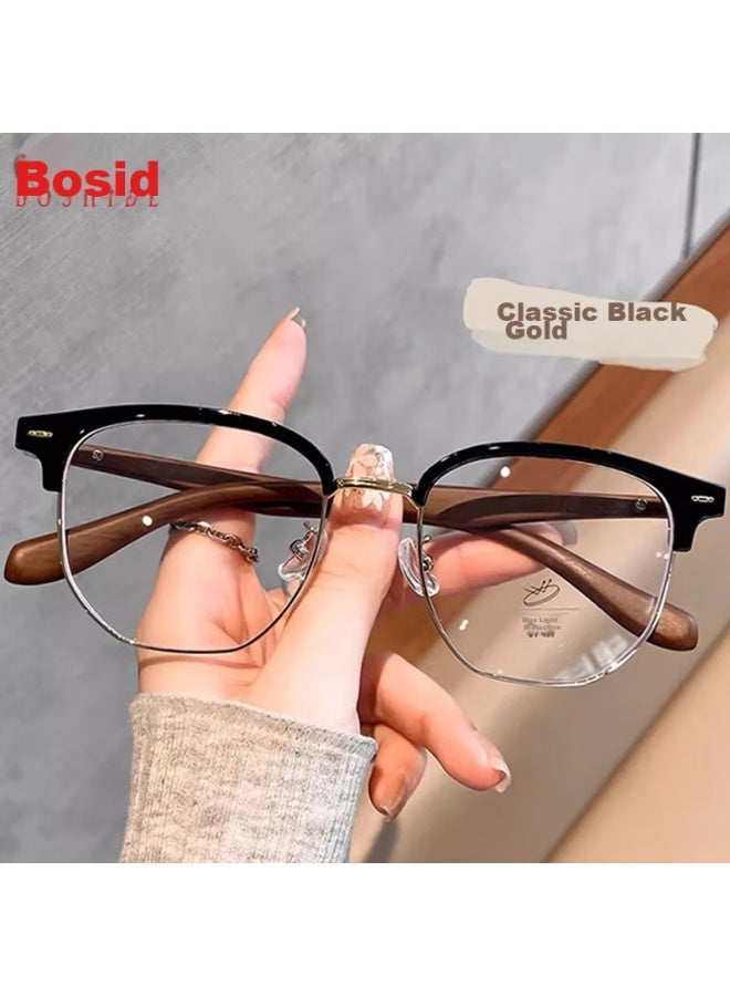 Boshide Blue Light Blocking Gl Radiation Protection Gl Plain Female Myopia Gl Men Black Gold 400 Degrees - Image 2