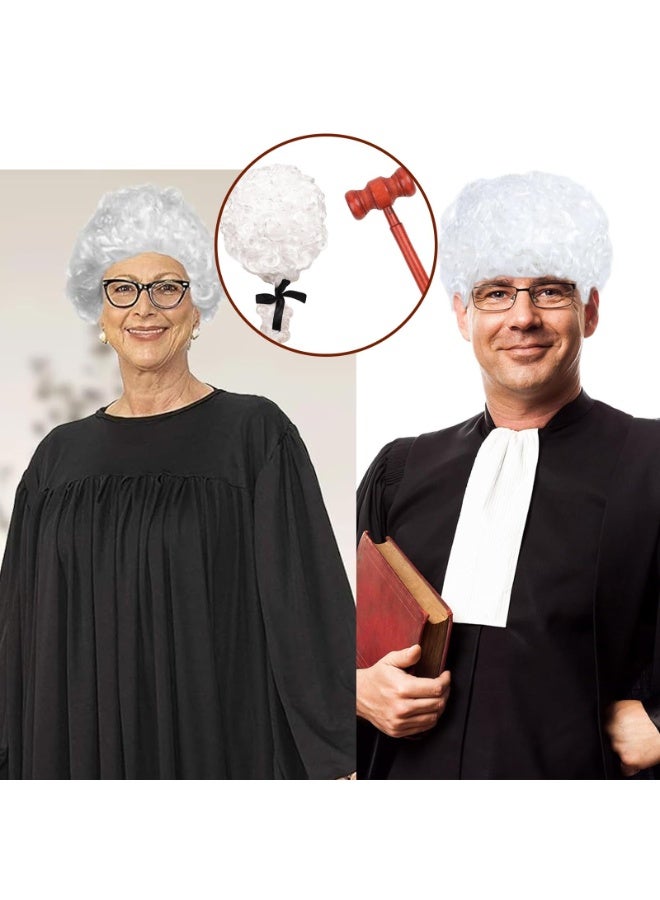 OSHIMA 2 Pcs Judge Wig And Gavel Judge Costume Accessories Court Lawyer Party Costume Accessories for Halloween Cosplay Role-playing Halloween Costume Theme Party, M - Image 5