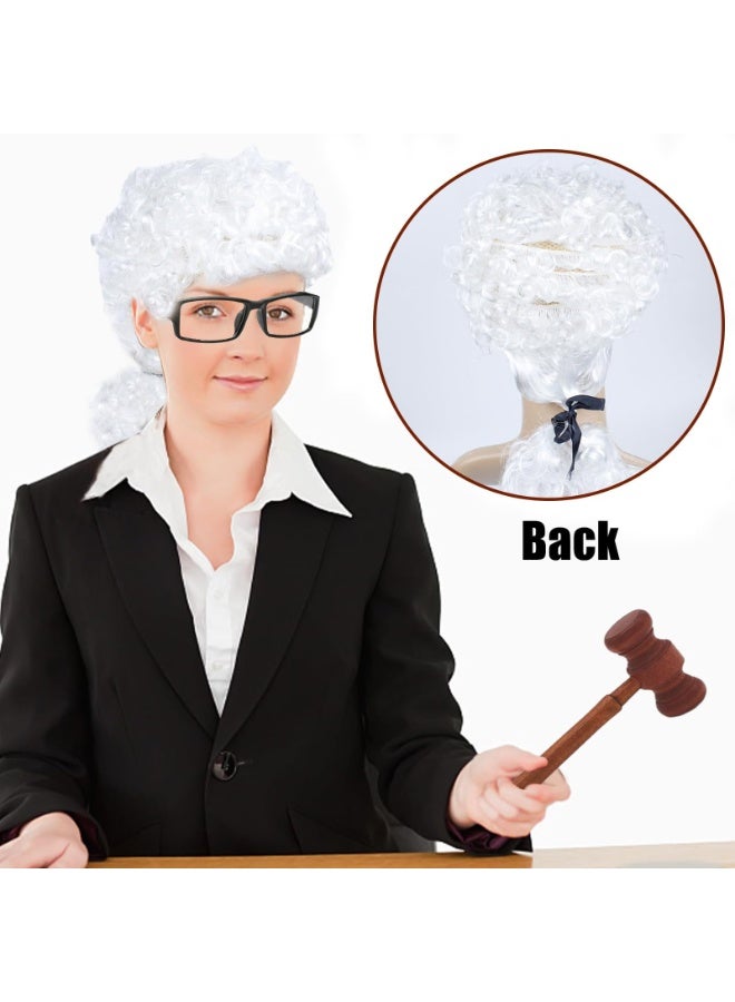 OSHIMA 2 Pcs Judge Wig And Gavel Judge Costume Accessories Court Lawyer Party Costume Accessories for Halloween Cosplay Role-playing Halloween Costume Theme Party, M - Image 4