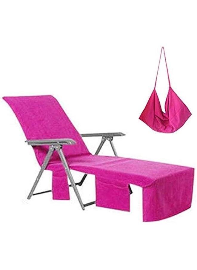Generic - Sun Beach Chair Cover Towel Pool Chair Cover with Side Pockets Chaise Lounge Cover Lounger Mate for Sunbathing Lounger Hotel Garden Holiday Garden Pool, Pink - Image 1