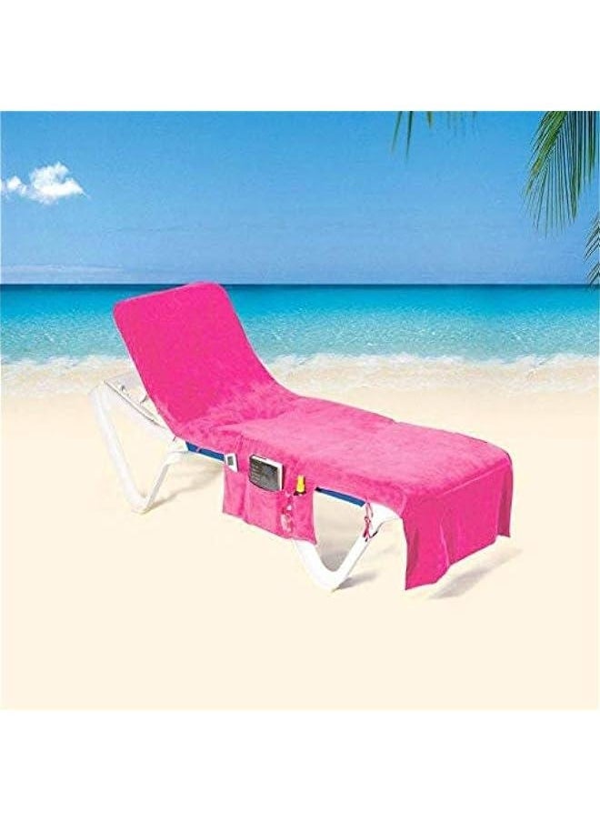 Generic - Sun Beach Chair Cover Towel Pool Chair Cover with Side Pockets Chaise Lounge Cover Lounger Mate for Sunbathing Lounger Hotel Garden Holiday Garden Pool, Pink - Image 1