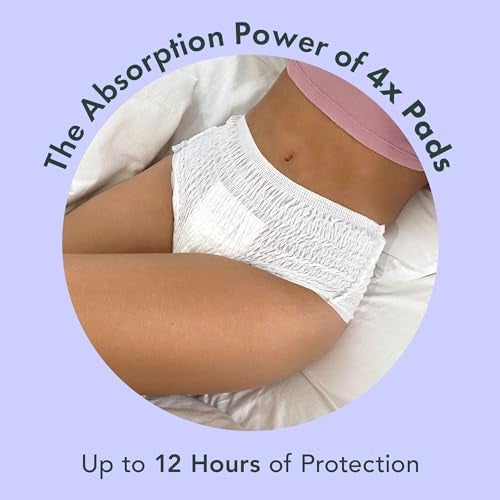 Rael Disposable Underwear for Women, Organic Cotton Cover - Incontinence Pads, Postpartum Essentials, Disposable Underwear, Unscented, Maximum Coverage (Size S-M, 12 Count) - Image 4