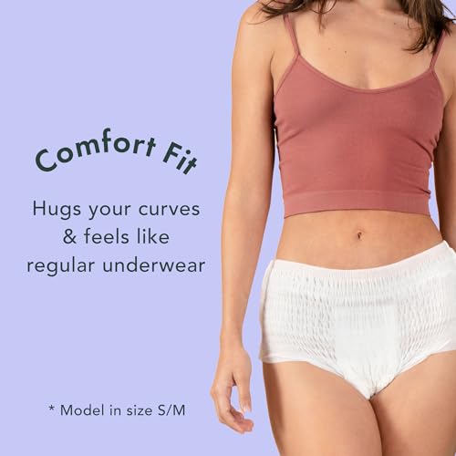 Rael Disposable Underwear for Women, Organic Cotton Cover - Incontinence Pads, Postpartum Essentials, Disposable Underwear, Unscented, Maximum Coverage (Size S-M, 12 Count) - Image 5