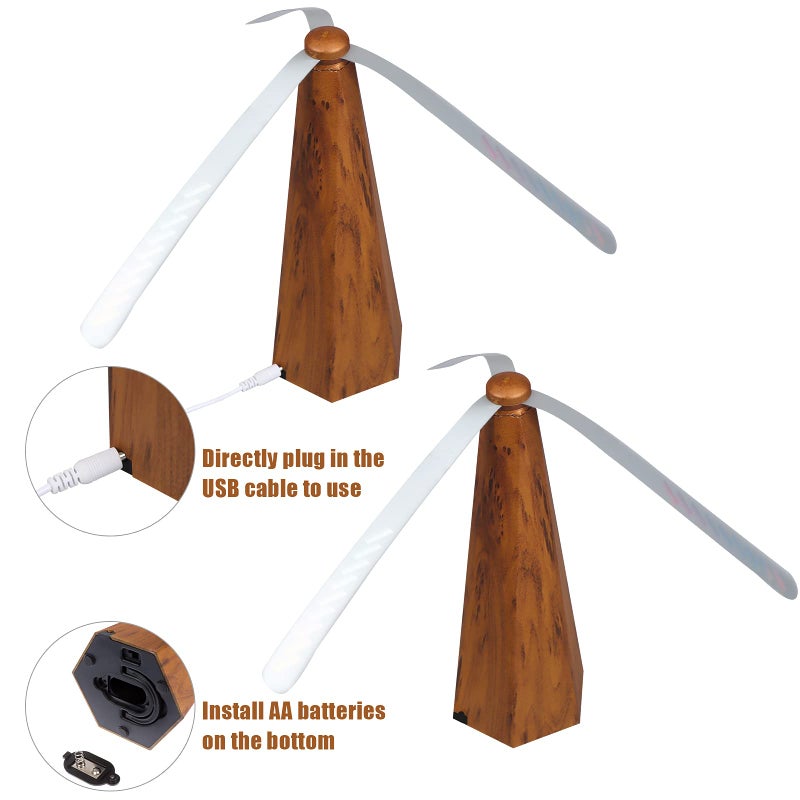 PIAOPIAONIU 3 PCS Fly Fan for Tables Fan Fly Portable Wood Grain Table Fan,for Outdoor - Image 4