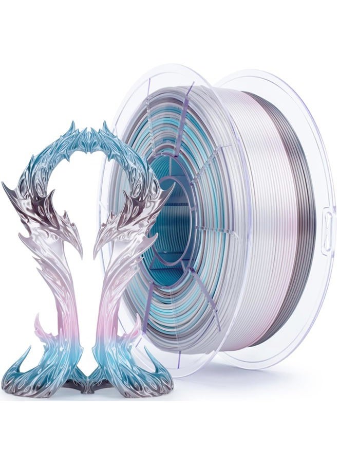 ZIRO Silk Multicolor PLA Filament 1.75mm, Silk Tri-Colors Rainbow 3D Printer Filament, Dimensional Accuracy +/-0.03mm, Fit Most FDM 3D Printer, 1KG Spool, Lunar Bloom - Image 1